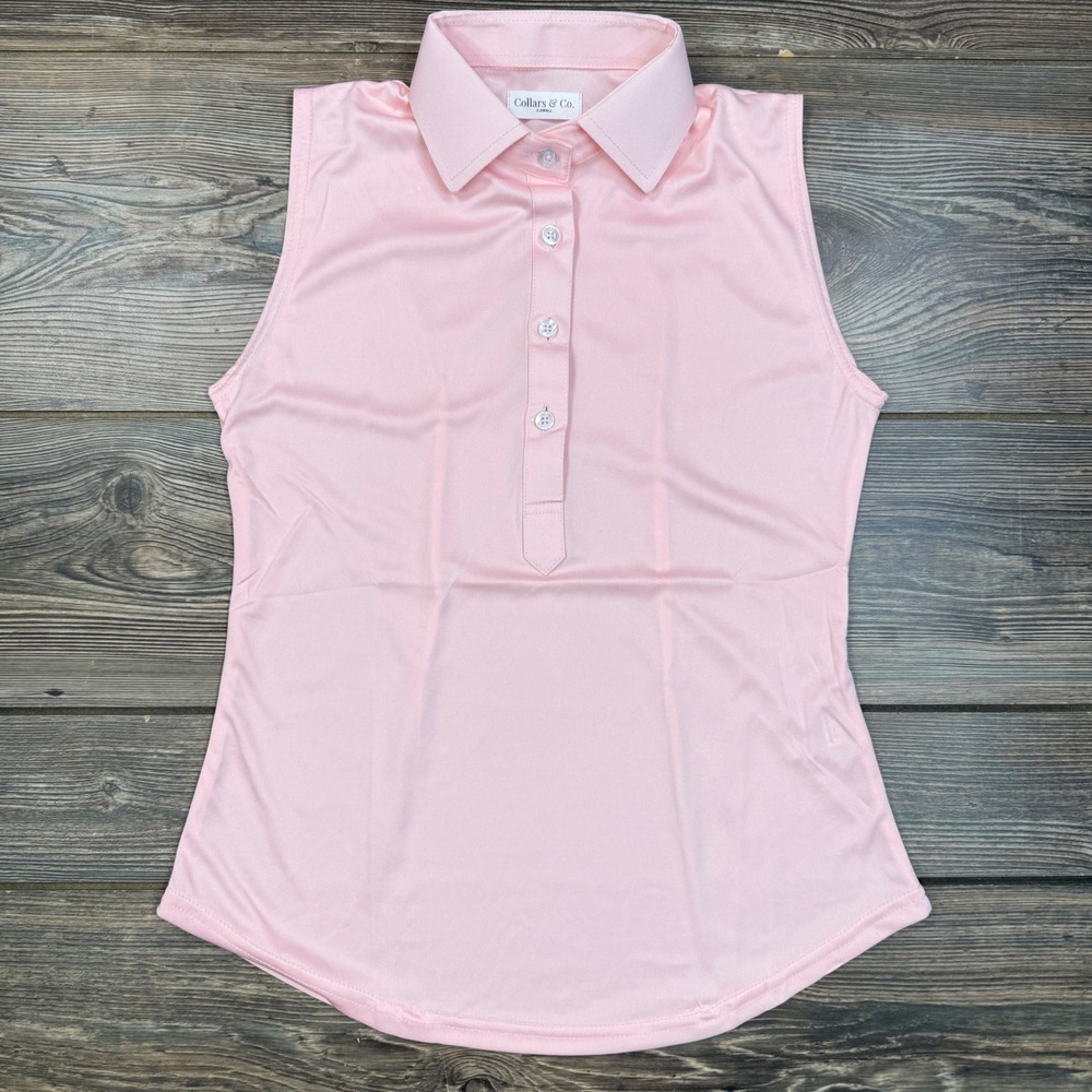 Collars & Co Women Size XS Sleeveless Dress Collar Polo Pink Button Up Top